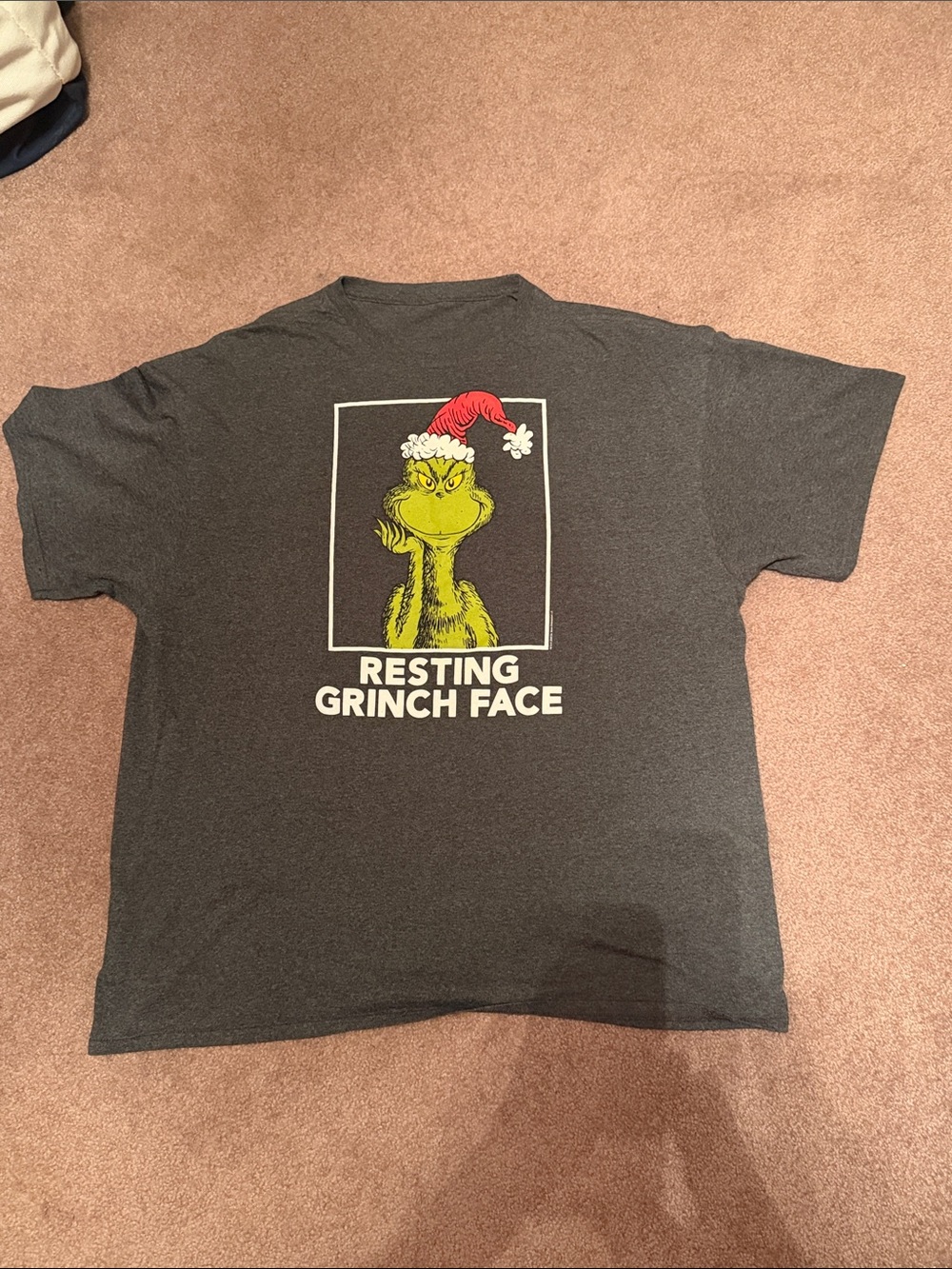 Resting Grinch Face Graphic Tee - Dark Gray